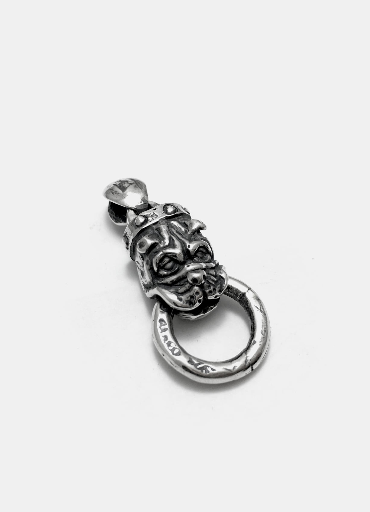 Bulldog Silver Pendant with OG Chains