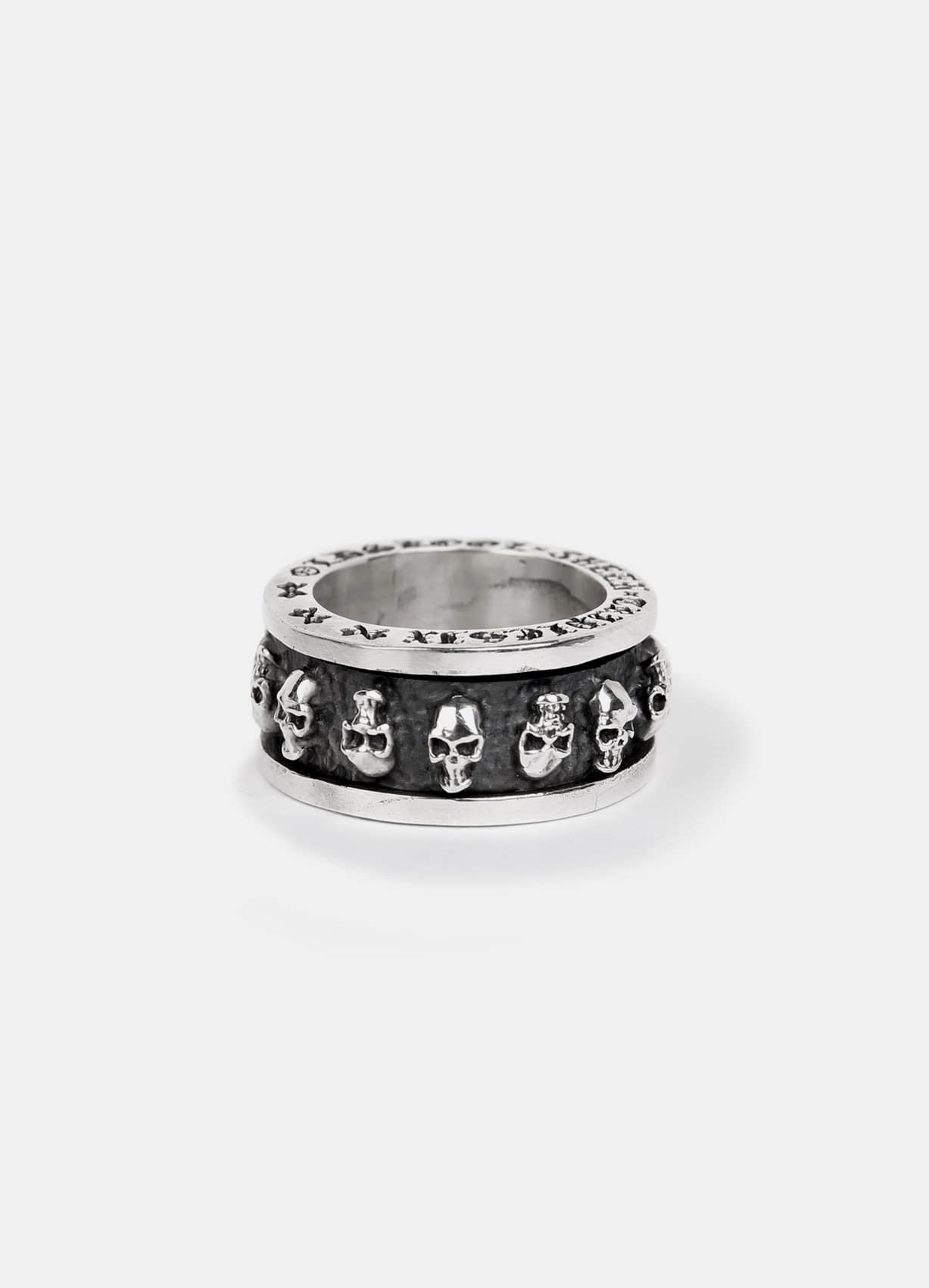 Skull Spinner Silver Ring Mid Size
