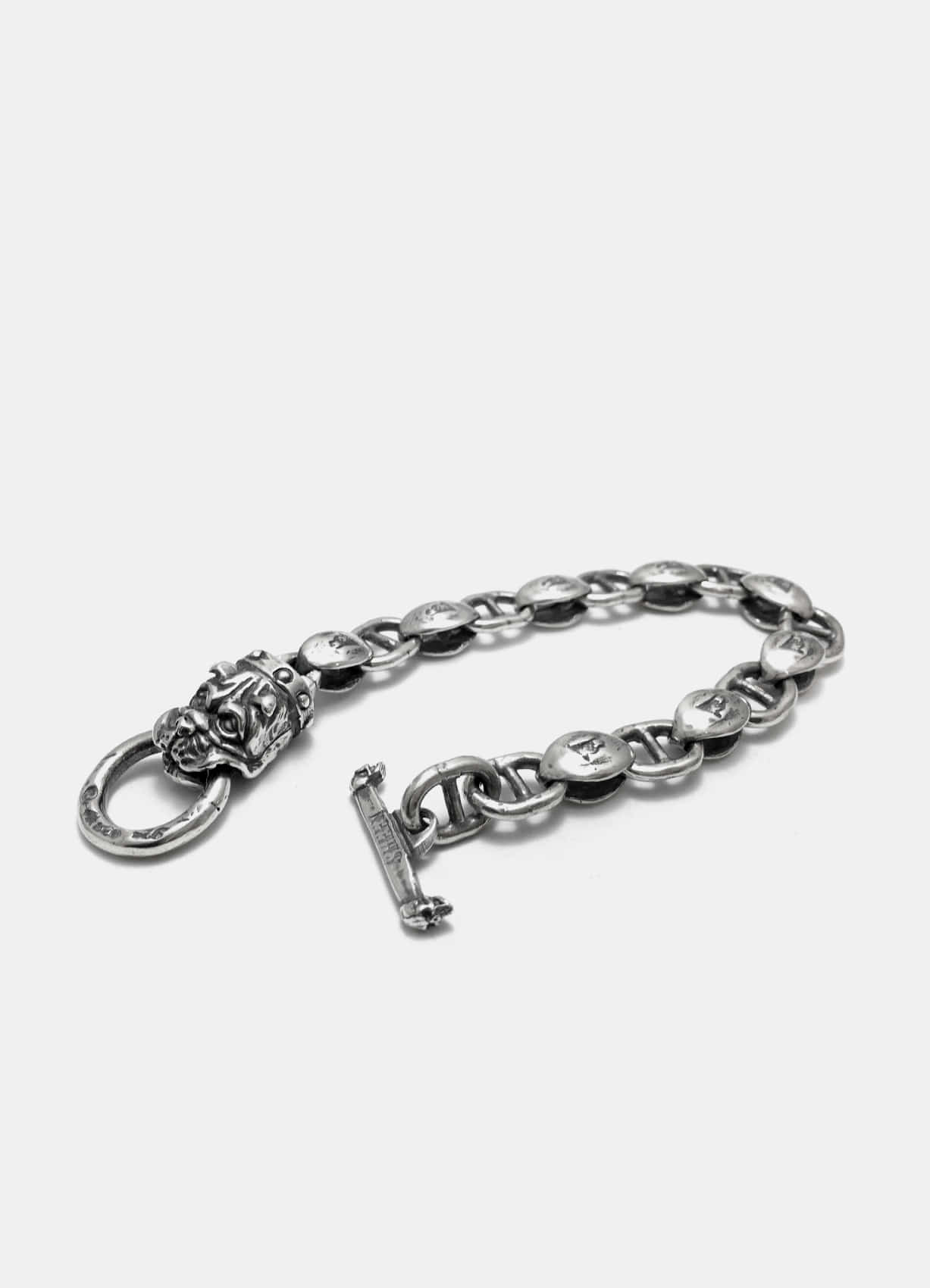 Bulldog Silver Bracelet w/OG Chains