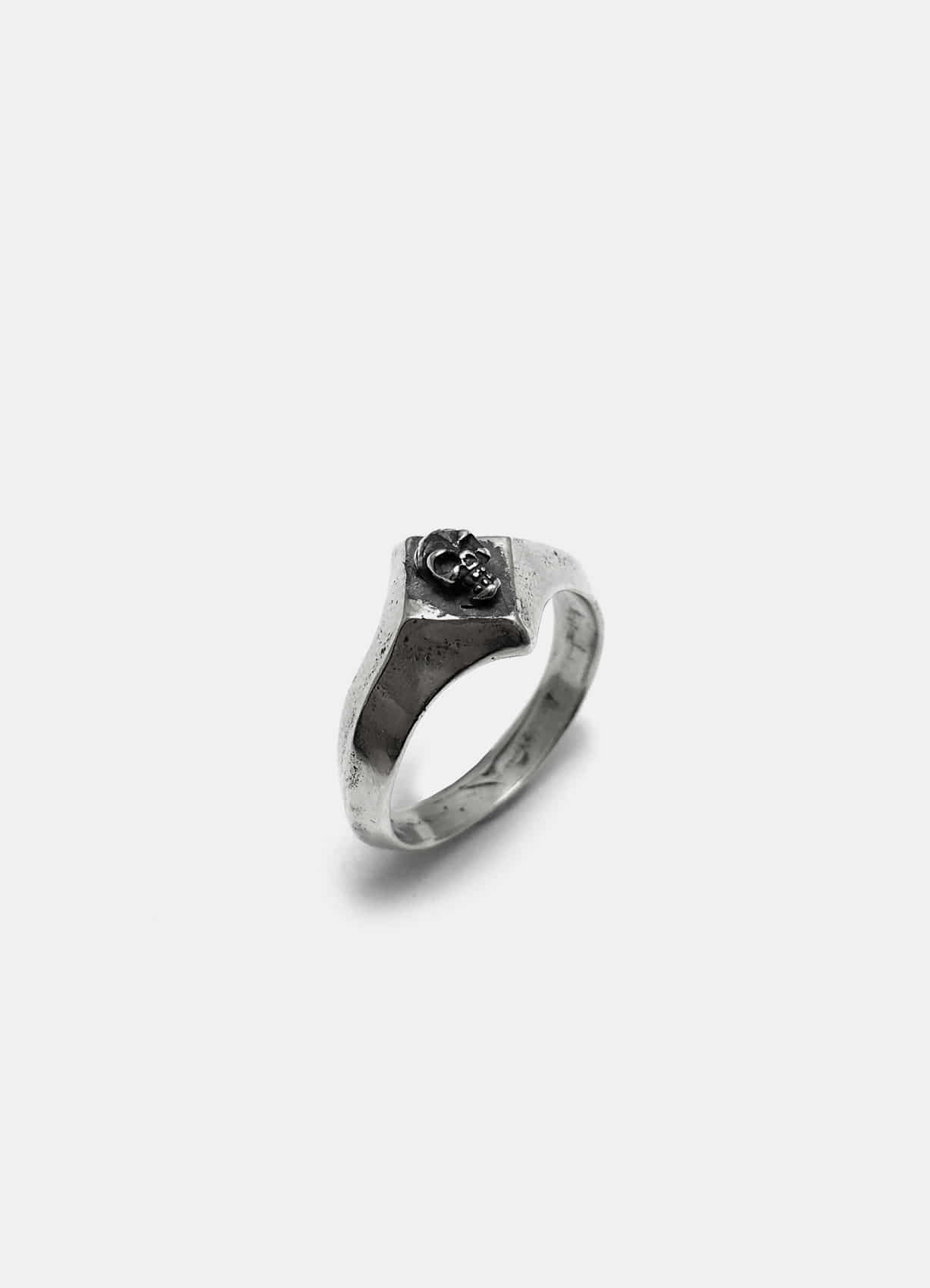 Diamonds Silver Ring with Skulls