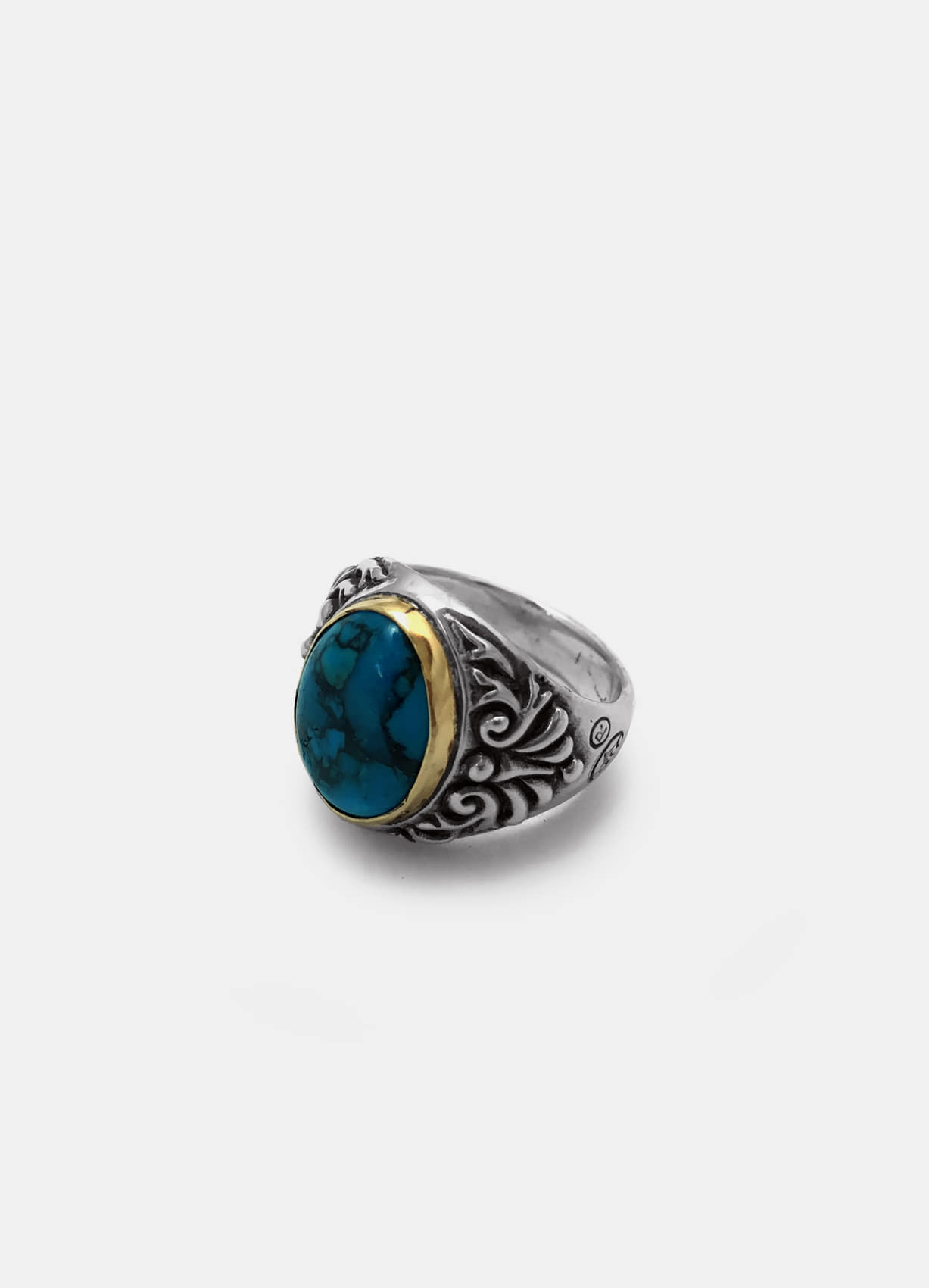 Turquoise Cabochon Ring Brass Band