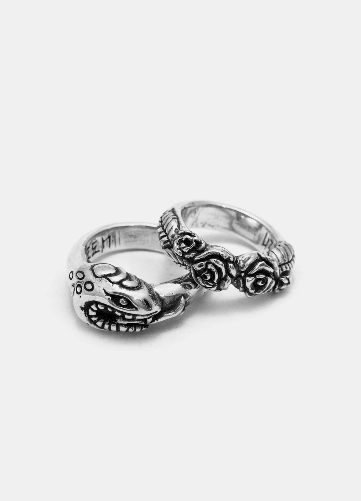 [커플링 추가할인] Snake &amp; Rose Couple Silver Rings