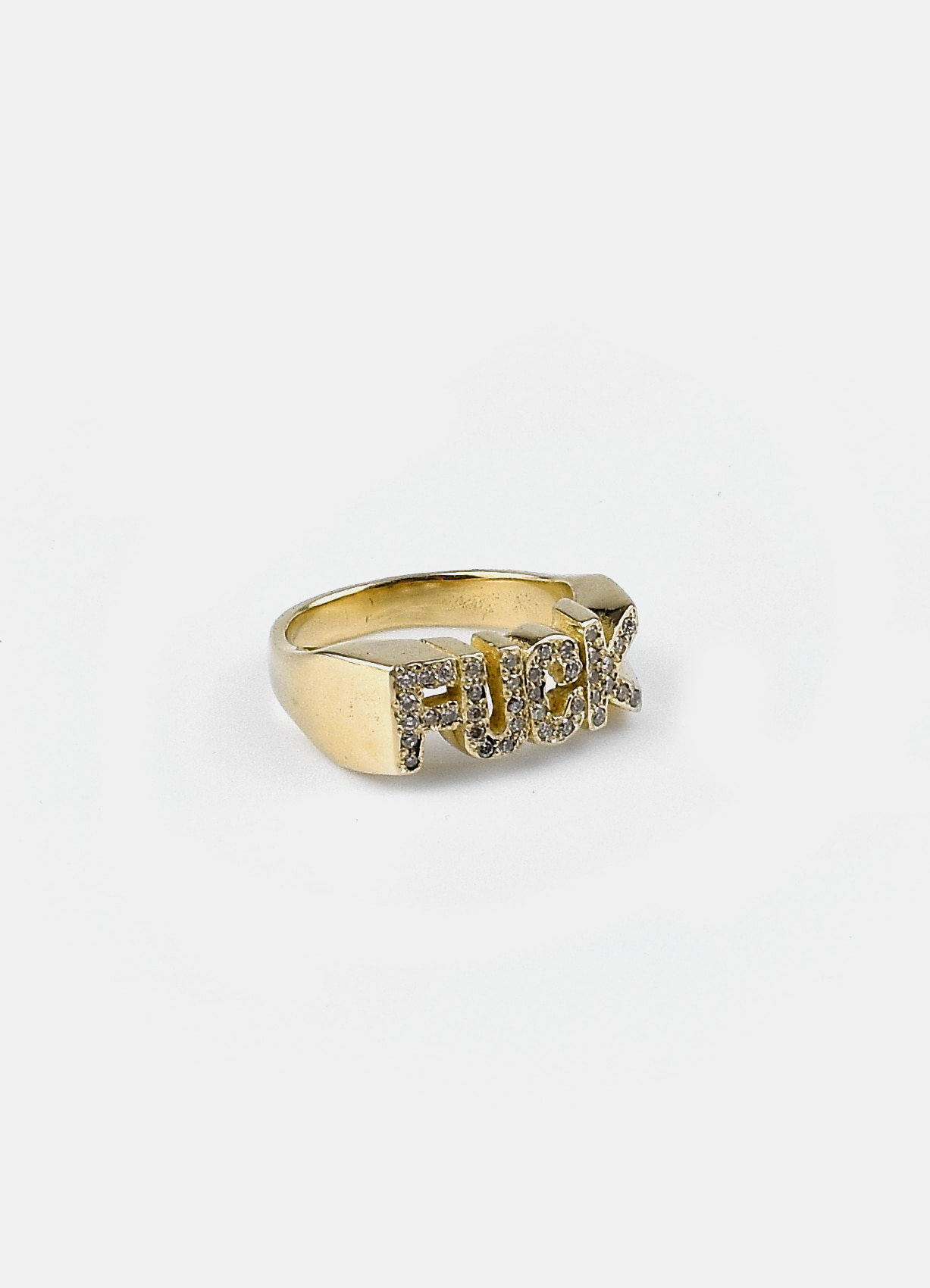 F Word Gold Ring with Diamonds