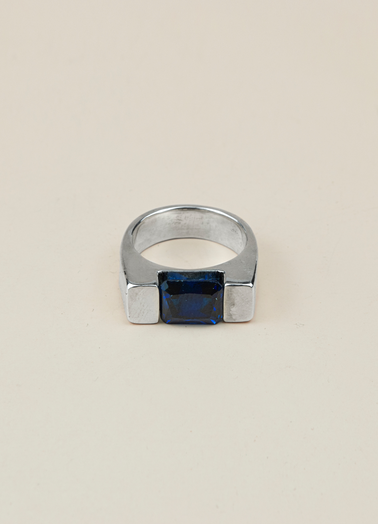 Baguette Cubic Ring Blue