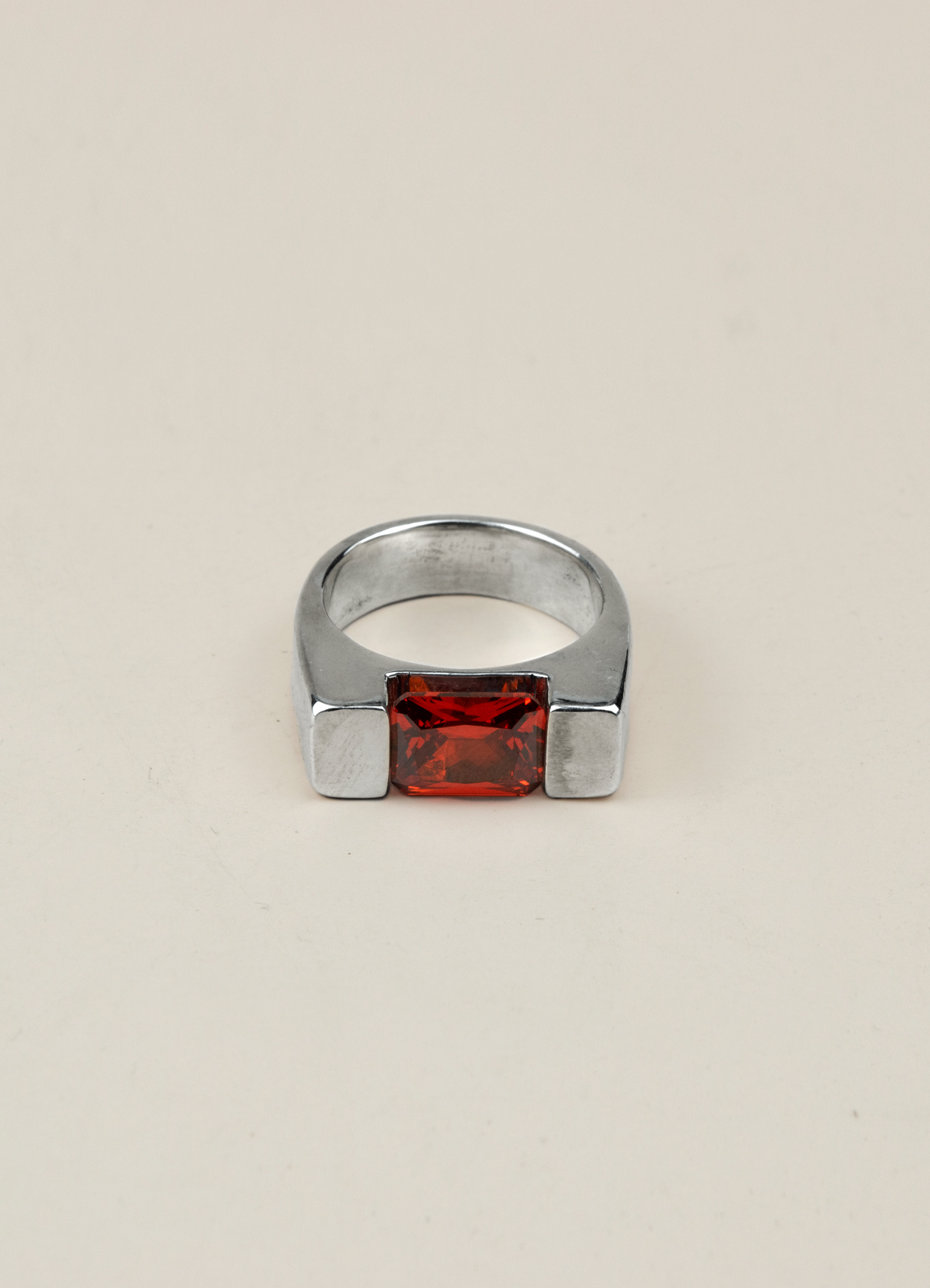Baguette Cubic Ring Red